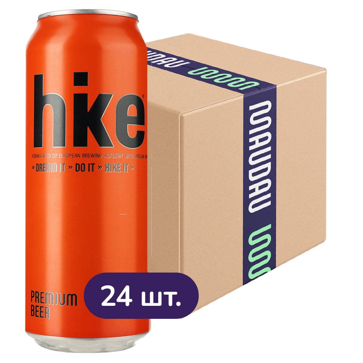 Упаковка пива Hike Premium світле 4.8% 12 л (0.5 л х 24 шт.) з/б