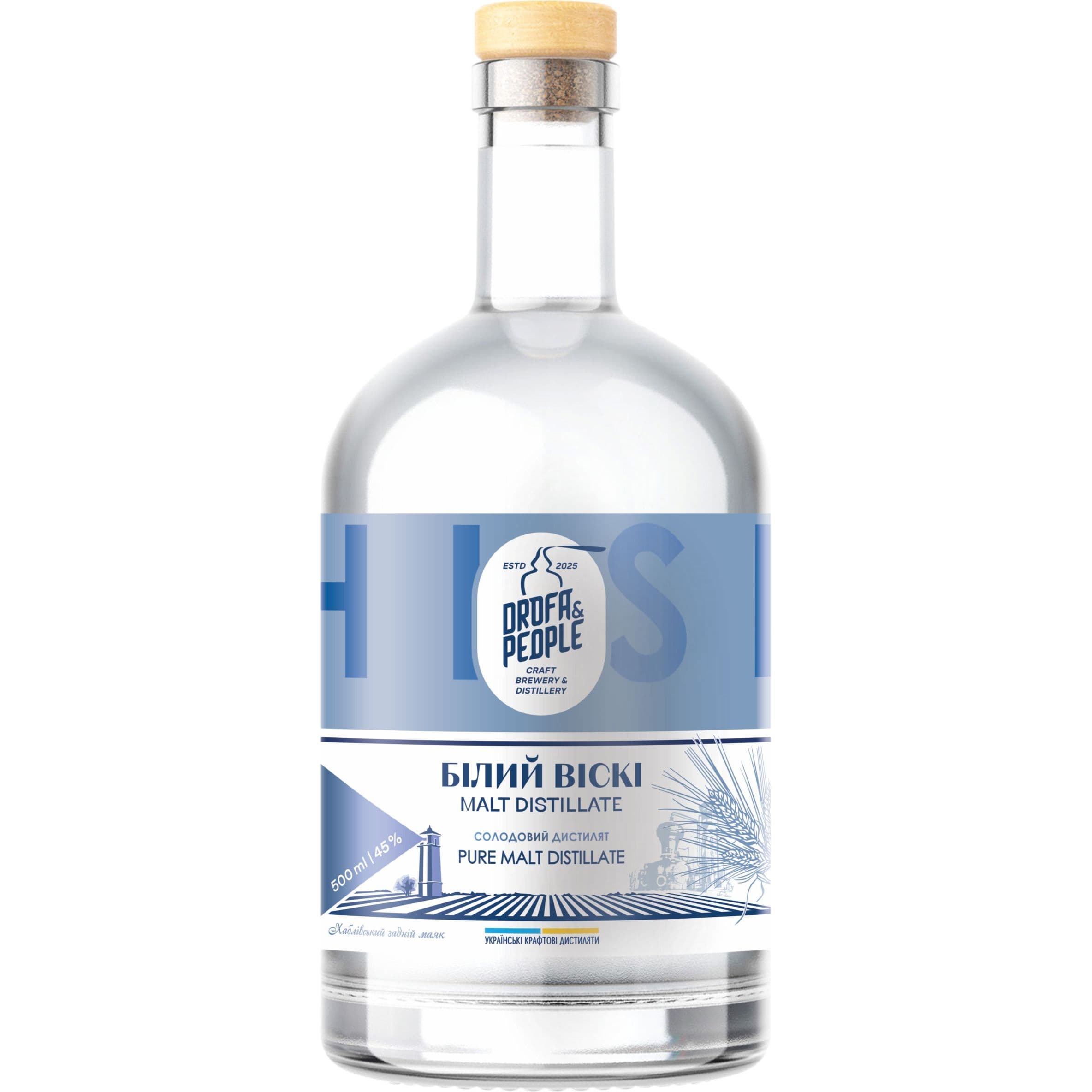 Солодовий дистилят Дрофа&Люди Білий Віскі Pure Malt Distillate 45% 0.5 л